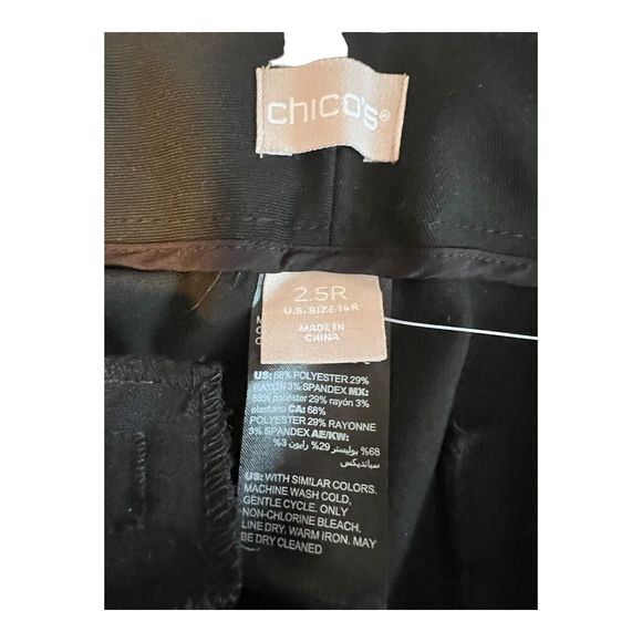 Chicos So Slimming Classic Trouser Black Pants Womens Size 2.5R 14R New w/ Tags - Picture 9 of 10